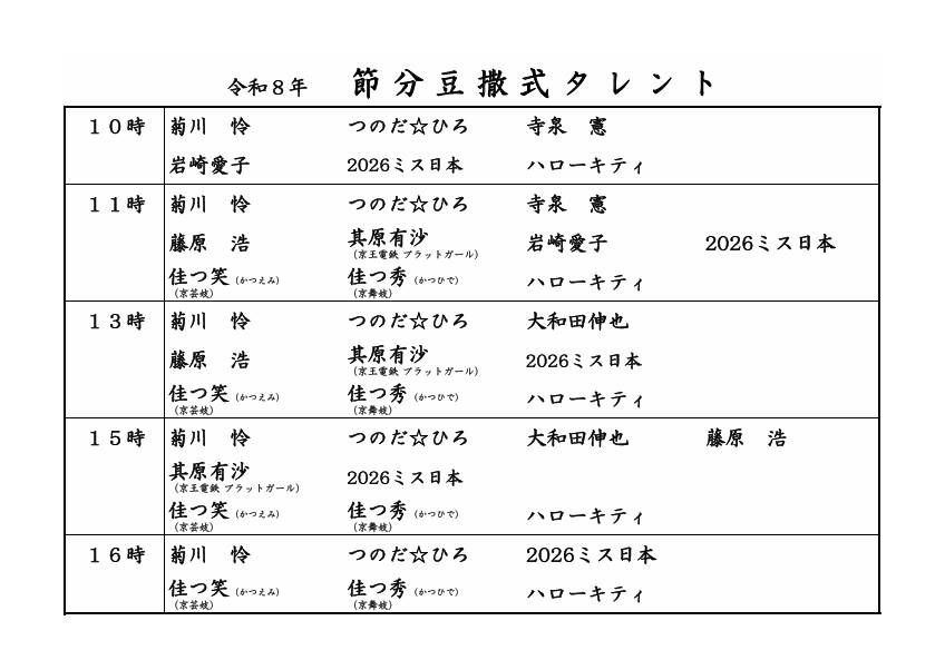 豆撒式のゲストを公表❗